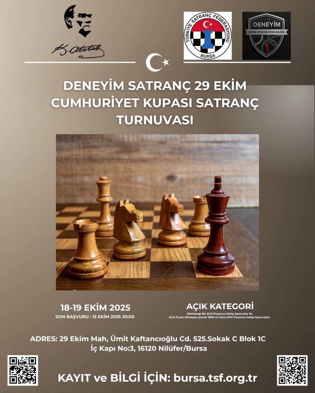 DENEYİM SATRANÇ 29 EKİM CUMHURİYET KUPASI SATRANÇ TURNUVASI